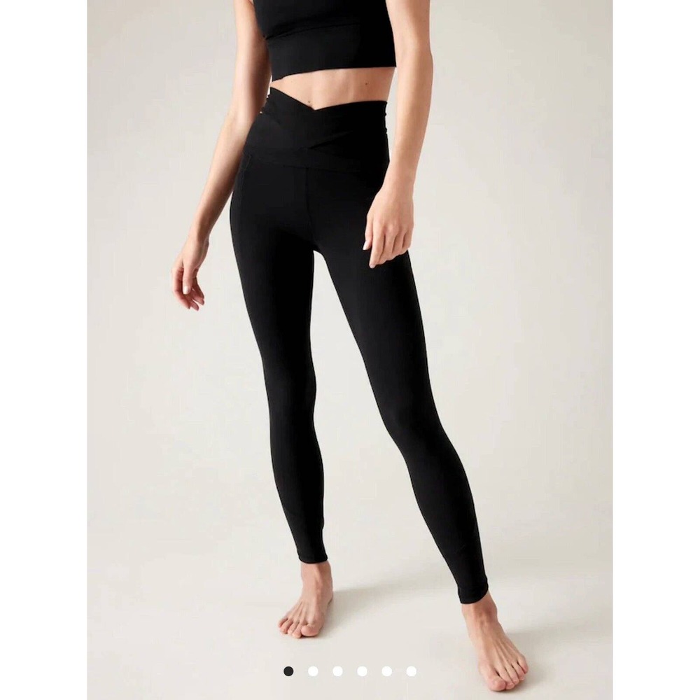 Athleta‎ Salutation Stash Wrap Tight Black High Waist Leggings XL